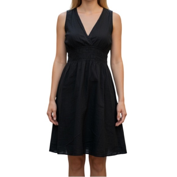 CONVERSE One Star Cotton Midi Dress Black Sleeveless V-Neck Lined SK8 Size Large - Picture 1 of 11